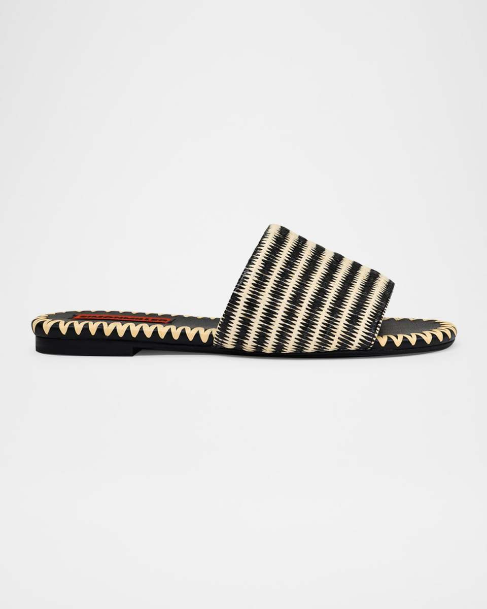 Salerno Striped Raffia Mule Sandals